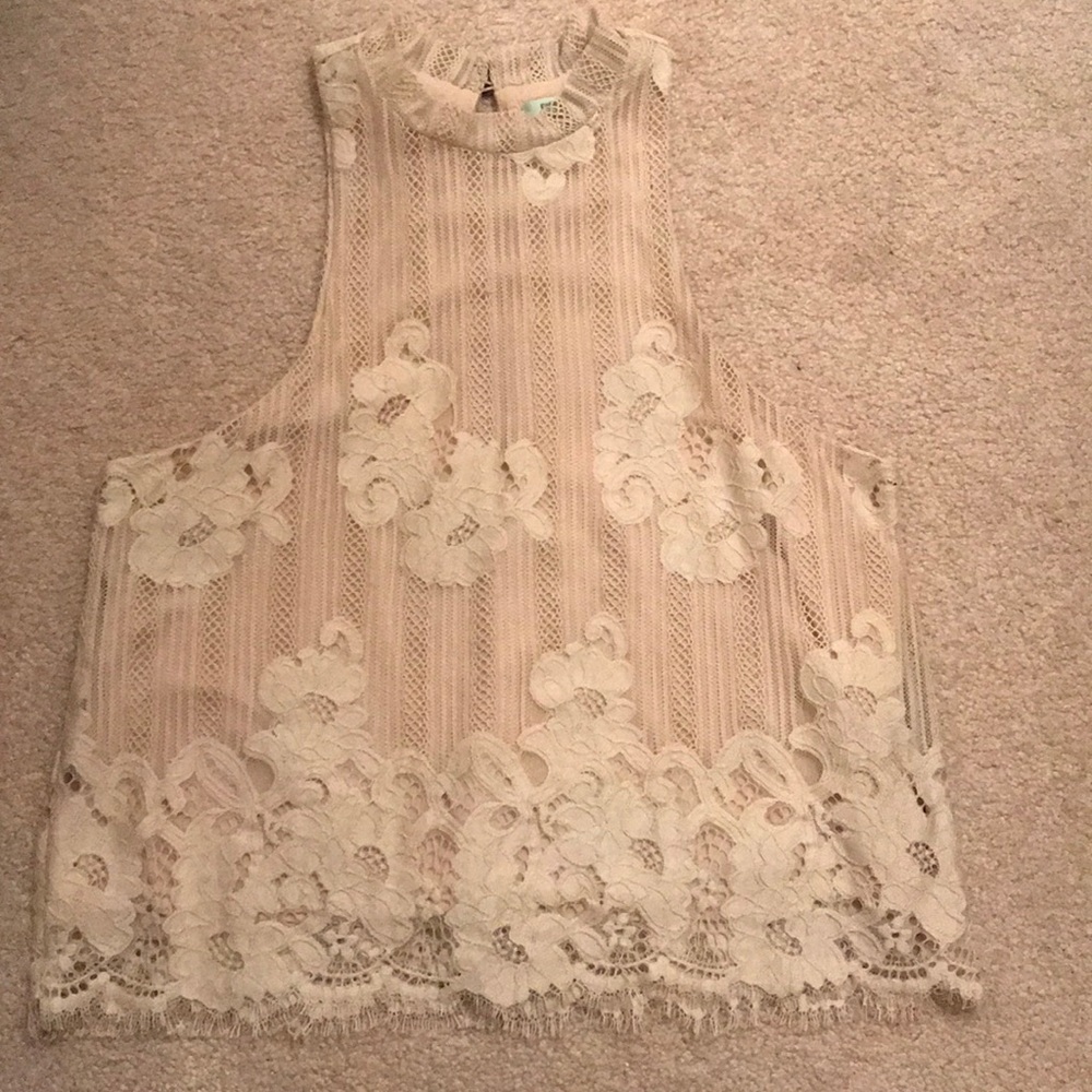 Mock neck crochet top